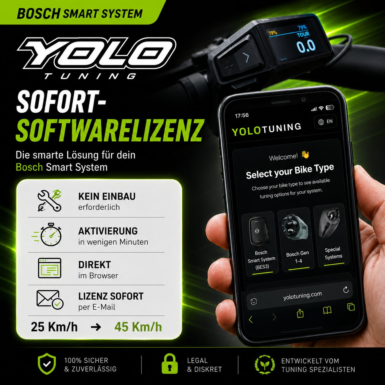 Bosch Smart System E-Bike Tuning Lizenzcode - Entdrosselung ohne Chip per USB-C