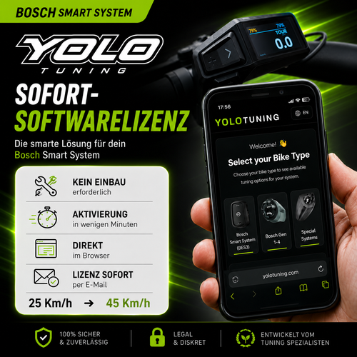 Bosch Smart System E-Bike Tuning Lizenzcode - Entdrosselung ohne Chip per USB-C